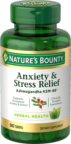 Nature's Bounty Anxiety & Stress Relief Ashwagandha KSM-66 Tablets;  90 Count